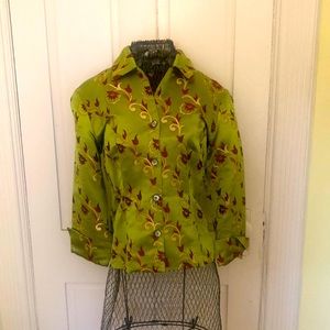 Bright Green Silk Box Blouse